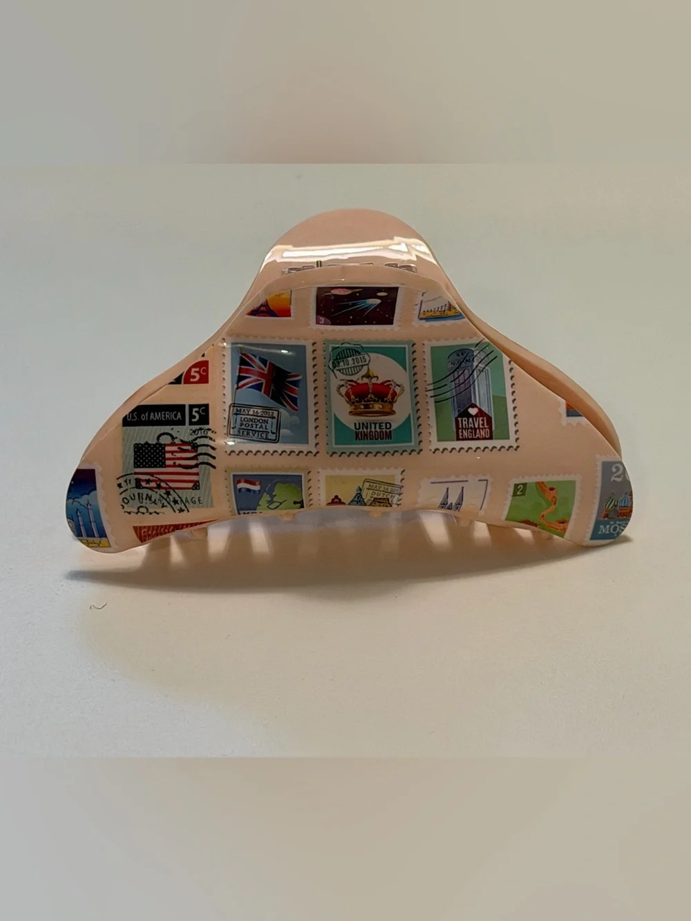 NWT Johnny Was Sekai Travel Stamp Hair Claw Clip Lg Jaw Clip for Thick Hair